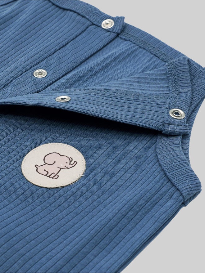 Babies Basic Premium Ribbed Cotton Dungaree with Short Sleeves T-Shirt - Image 5