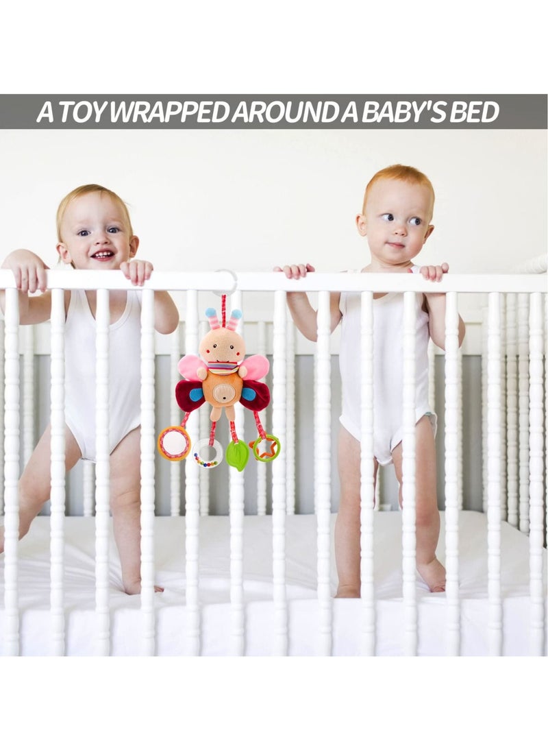 KASTWAVE Baby Pram Pushchair Toys Newborn Sensory Soft Plush Early Development Stroller Toys Hanging Toy with Clip-on Pushchair Baby Rattles Toys - Image 4