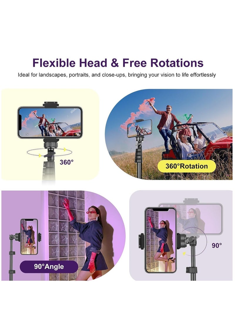 ELTRAZONE - Selfie Stick Tripod, 62" Extendable Tripod Stand with Bluetooth Remote for Cell Phones, Heavy Duty Aluminum, Lightweight - Image 1