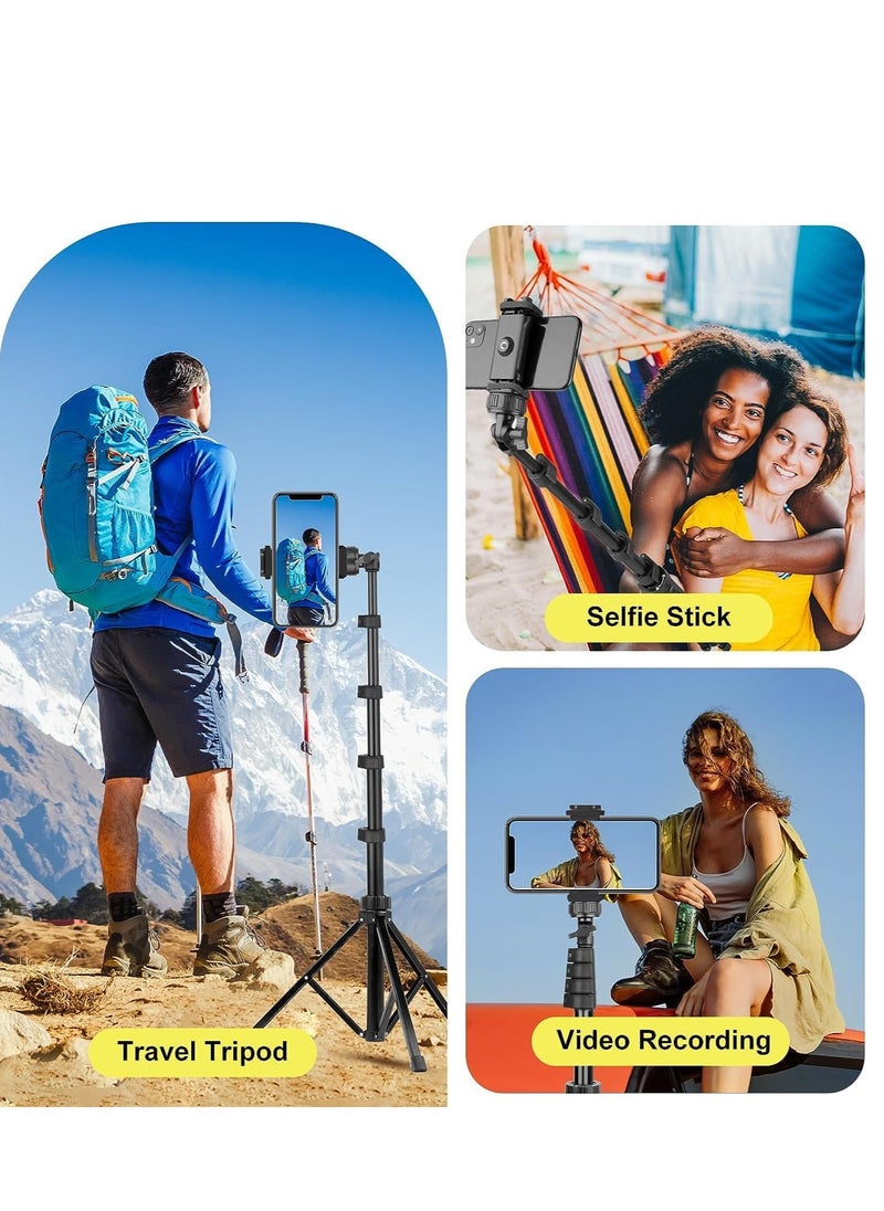 ELTRAZONE - Selfie Stick Tripod, 62" Extendable Tripod Stand with Bluetooth Remote for Cell Phones, Heavy Duty Aluminum, Lightweight - Image 1
