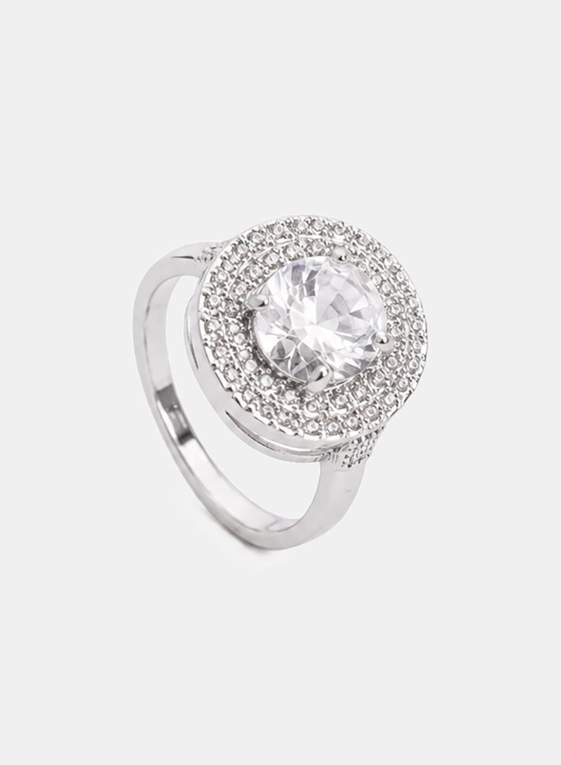 Akher el Ankoud A Women'S Ring With A "Circular" Design, Set With A Sparkling Center Stone. - Image 1