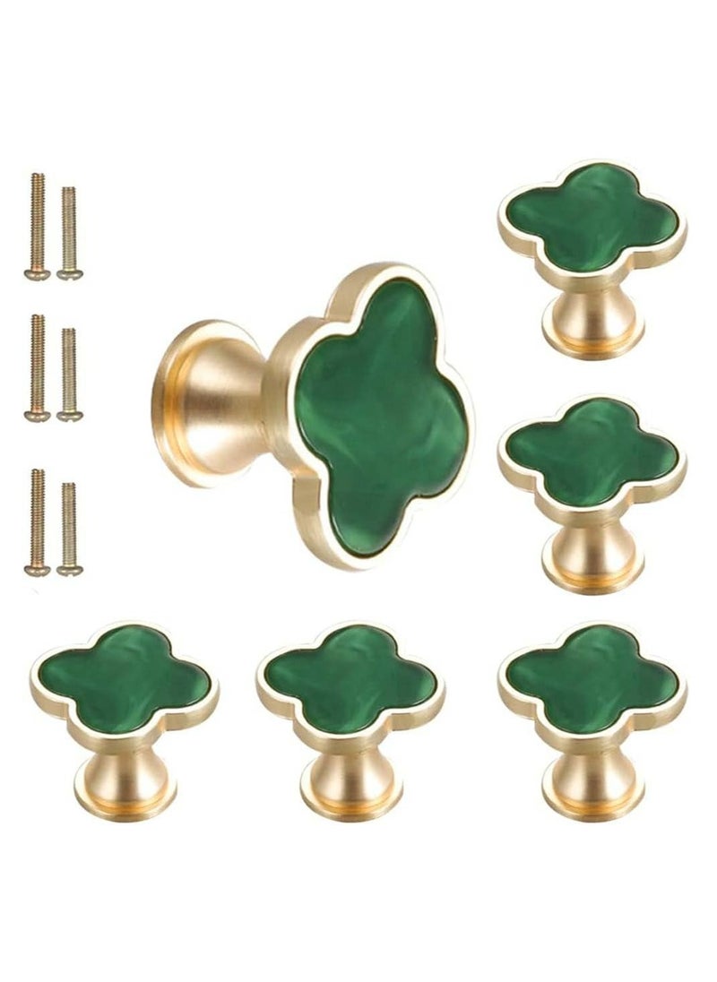 Oasisgalore 6 Pcs Green Knobs Zinc Alloy Handle  - Image 1