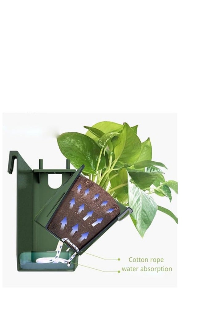 Hilai Wall Planting Pot,6pcs Hanging Planting Grow, Vertical Garden Planter Wall Pocket Self Watering Flower Pot Wall-mounted Holder Dark Green for Indoor Outdoor - Image 4