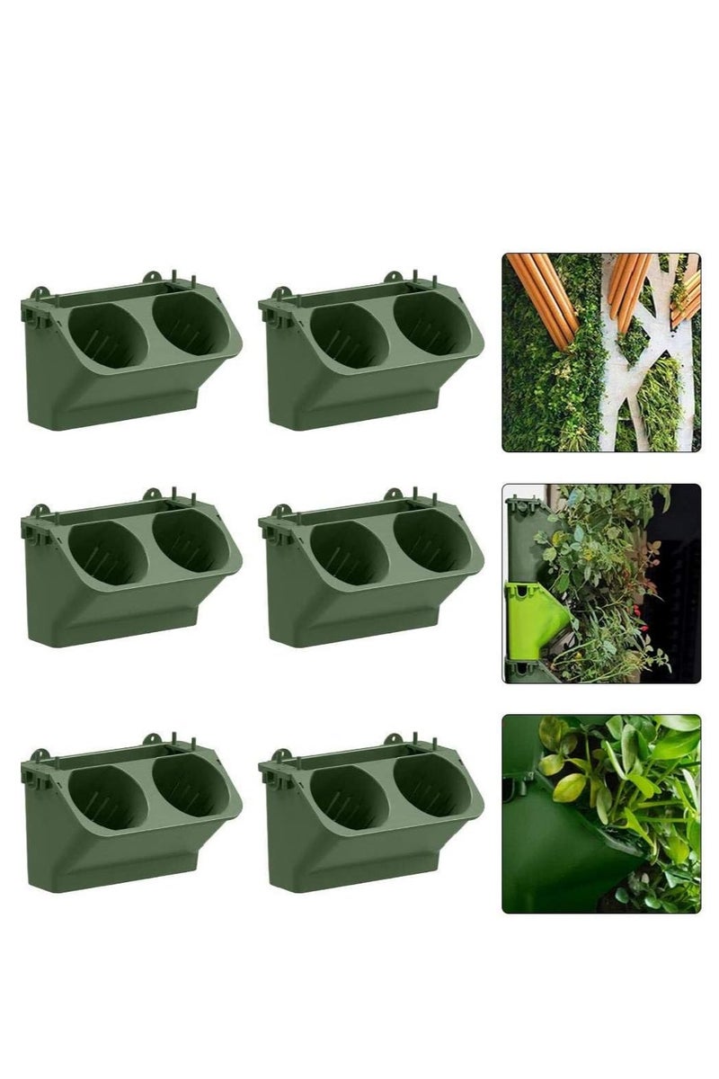 Hilai Wall Planting Pot,6pcs Hanging Planting Grow, Vertical Garden Planter Wall Pocket Self Watering Flower Pot Wall-mounted Holder Dark Green for Indoor Outdoor - Image 5
