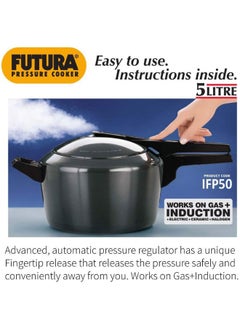 Hawkins 5 Liters Futura Aluminium Hard Anodised Pressure Cooker,With Inner Lid,Black  - Image 2