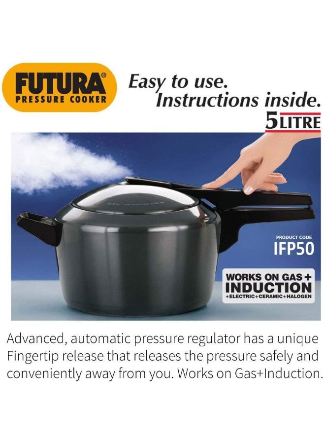 Hawkins 5 Liters Futura Aluminium Hard Anodised Pressure Cooker,With Inner Lid,Black - Image 2