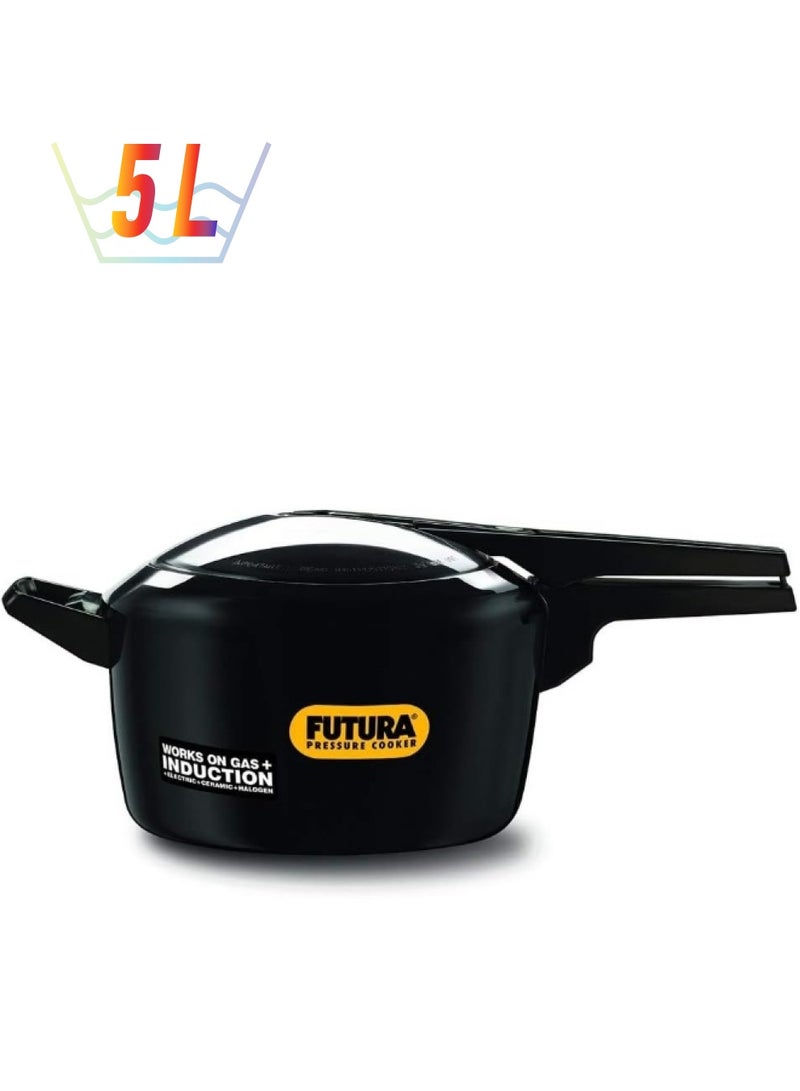 Hawkins 5 Liters Futura Aluminium Hard Anodised Pressure Cooker,With Inner Lid,Black - Image 1