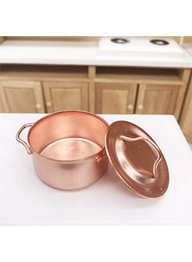 EatingBiting Mini Soup Pot 1/12 Dollhouse Miniature Kitchen Copper Pot 1:12 Dollhouse Miniature Furniture Kitchen Room Soup Pot Cooking Pot Landscape Miniature Bronze Frying Pan Pot Cooking Kit - Image 4
