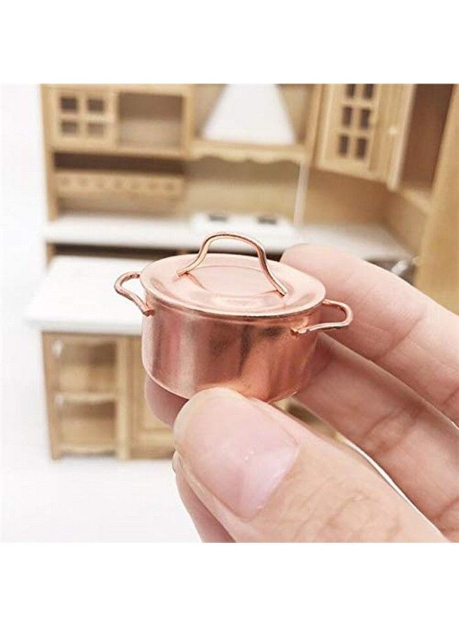 EatingBiting Mini Soup Pot 1/12 Dollhouse Miniature Kitchen Copper Pot 1:12 Dollhouse Miniature Furniture Kitchen Room Soup Pot Cooking Pot Landscape Miniature Bronze Frying Pan Pot Cooking Kit - Image 1