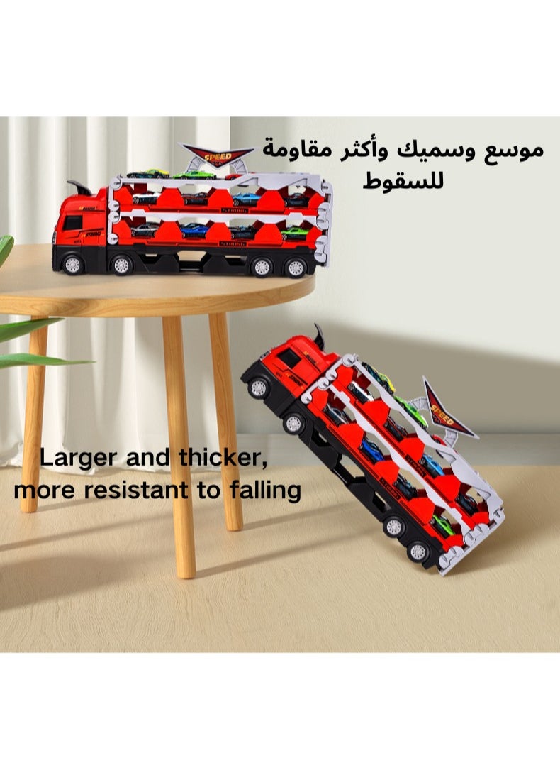 AIYISHI - Race Track Toy Truck Toy with Slots and Foldable Race Track Transporter Carrier Toy (Unfolded to Two Meters Long) for Toddler Car Toy Set Container Truck Toy with 16 Alloy Cars Toy Set for Kids Boys Girls Over 3 Years Old - Image 1