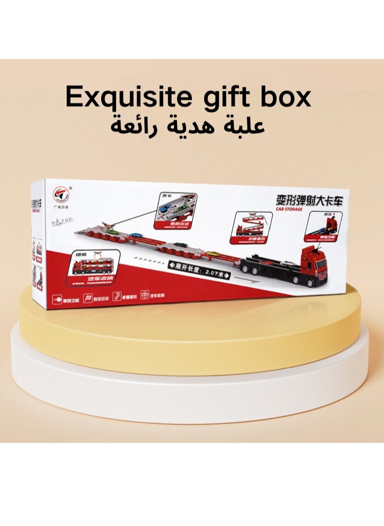 AIYISHI - Race Track Toy Truck Toy with Slots and Foldable Race Track Transporter Carrier Toy (Unfolded to Two Meters Long) for Toddler Car Toy Set Container Truck Toy with 16 Alloy Cars Toy Set for Kids Boys Girls Over 3 Years Old - Image 1