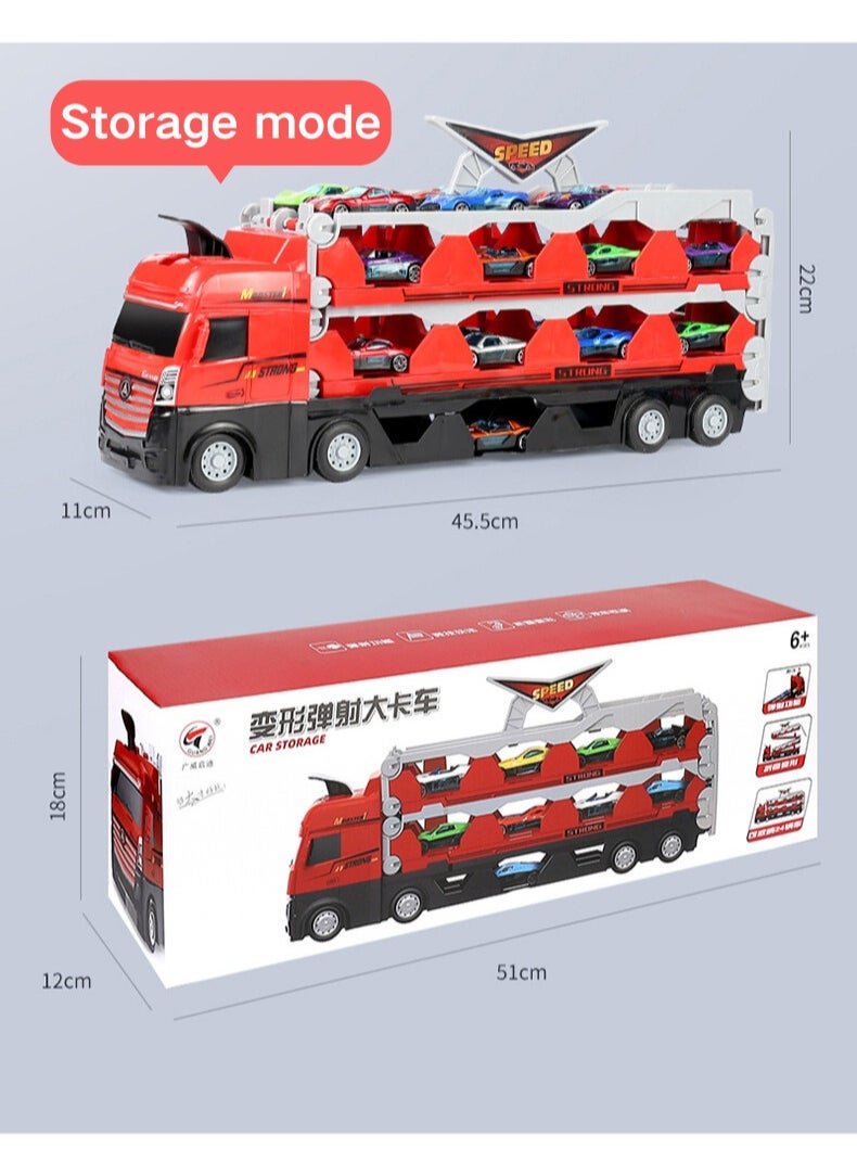 AIYISHI - Race Track Toy Truck Toy with Slots and Foldable Race Track Transporter Carrier Toy (Unfolded to Two Meters Long) for Toddler Car Toy Set Container Truck Toy with 16 Alloy Cars Toy Set for Kids Boys Girls Over 3 Years Old - Image 1