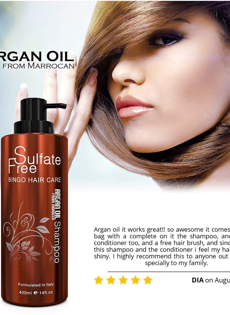 NUSPA - Moroccan Argan Oil Shampoo Conditioner And Hair Mask Sulfate Free Gift Set Best For Damaged Dry Curly Or Frizzy Hair Thickening For Fine Thin Hair Safe For Color And Keratin Treated Hair - Image 1