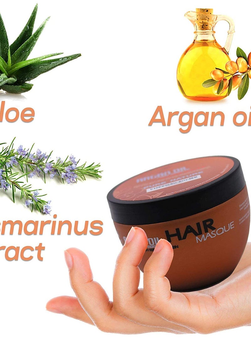 NUSPA - Moroccan Argan Oil Shampoo Conditioner And Hair Mask Sulfate Free Gift Set Best For Damaged Dry Curly Or Frizzy Hair Thickening For Fine Thin Hair Safe For Color And Keratin Treated Hair - Image 1