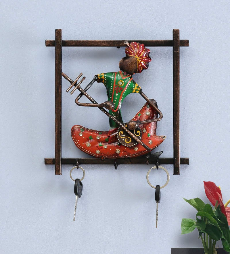 CRAFT TREE Hand-Painted Metal Musician Key Holder – Wall Mounted Decorative Key Rack | Artistic Home & Office Organizer | Handmade Indian Craft - Image 1