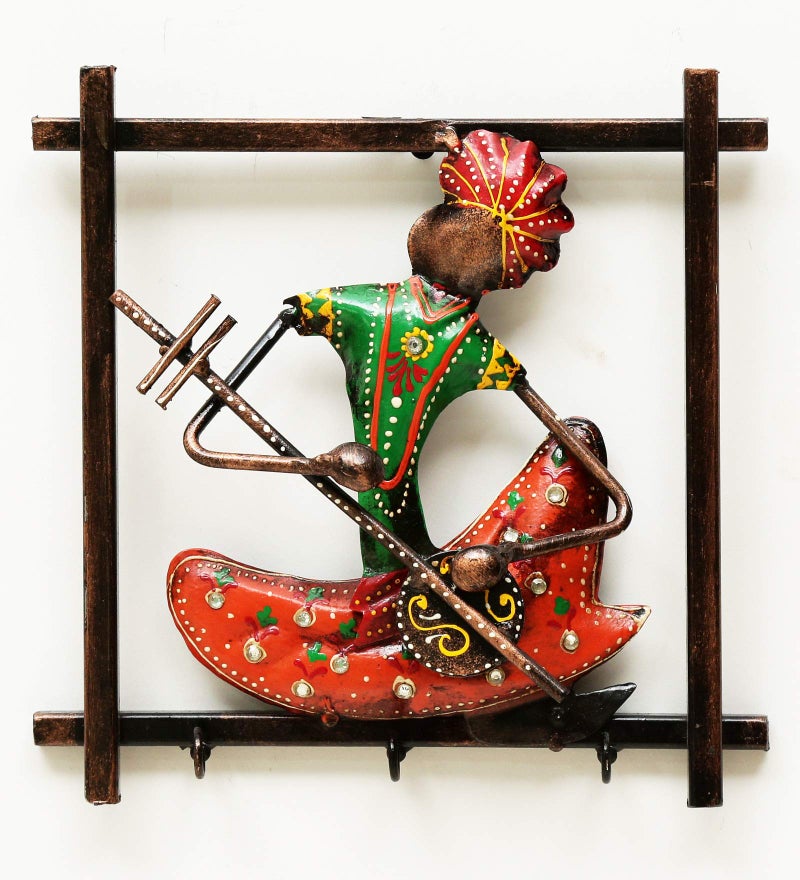 CRAFT TREE Hand-Painted Metal Musician Key Holder – Wall Mounted Decorative Key Rack | Artistic Home & Office Organizer | Handmade Indian Craft - Image 2