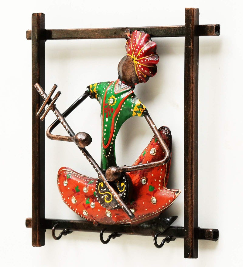 CRAFT TREE Hand-Painted Metal Musician Key Holder – Wall Mounted Decorative Key Rack | Artistic Home & Office Organizer | Handmade Indian Craft - Image 4