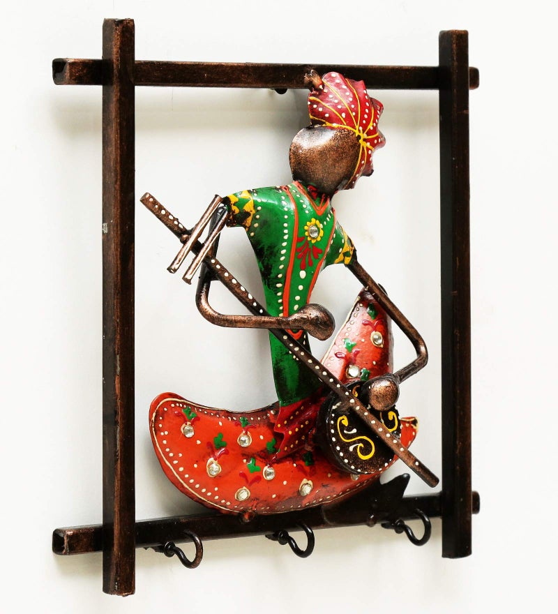 CRAFT TREE Hand-Painted Metal Musician Key Holder – Wall Mounted Decorative Key Rack | Artistic Home & Office Organizer | Handmade Indian Craft - Image 3