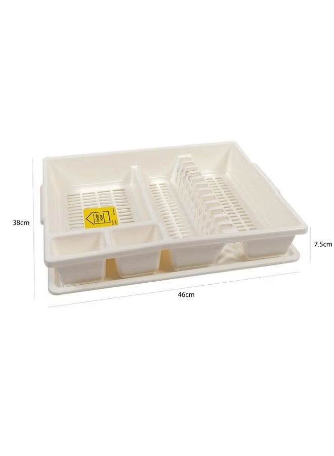 White dish drying rack with tray, 46x38x7.5 cm - Image 2