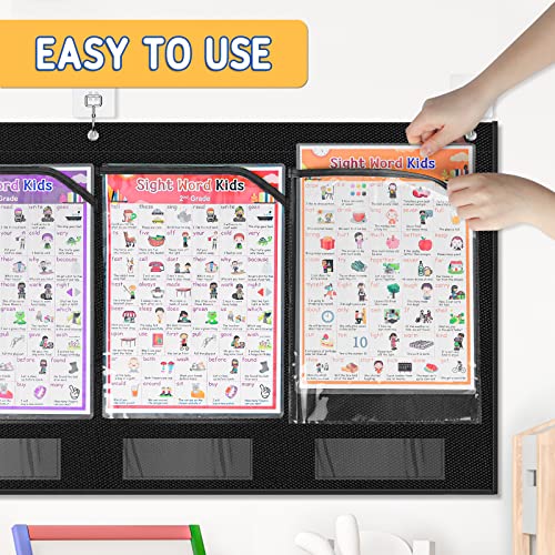 AKAYOK 6 Pockets Storage Pocket Chart for Classroom Small Group Management, Champs Chart, Poster, Photo Wall Display, Drawing, Classroom Organization and Storage (Black) - Image 5
