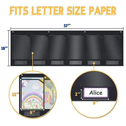 AKAYOK 6 Pockets Storage Pocket Chart for Classroom Small Group Management, Champs Chart, Poster, Photo Wall Display, Drawing, Classroom Organization and Storage (Black) - Image 4
