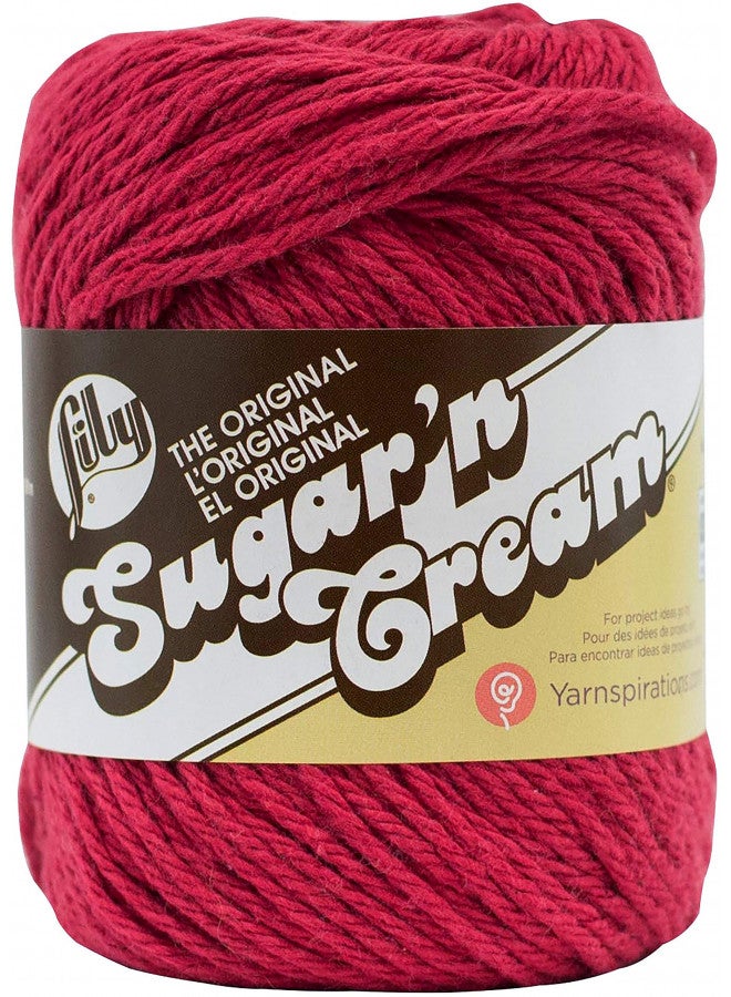 Lily Sugar 'N Cream The Original Solid Yarn, 2.5oz, Medium 4 Gauge, 100% Cotton - Country Red - Machine Wash & Dry - Image 1
