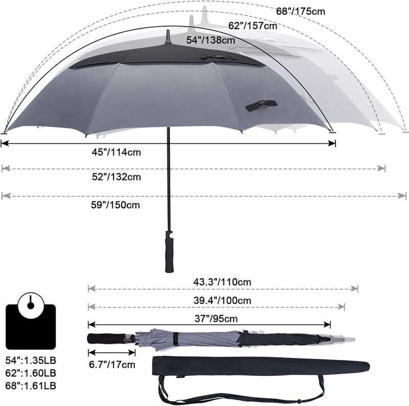 G4Free 47/54/62/68 Inch Golf Umbrella Auto Open Windproof Umbrella Double Canopy - Image 3