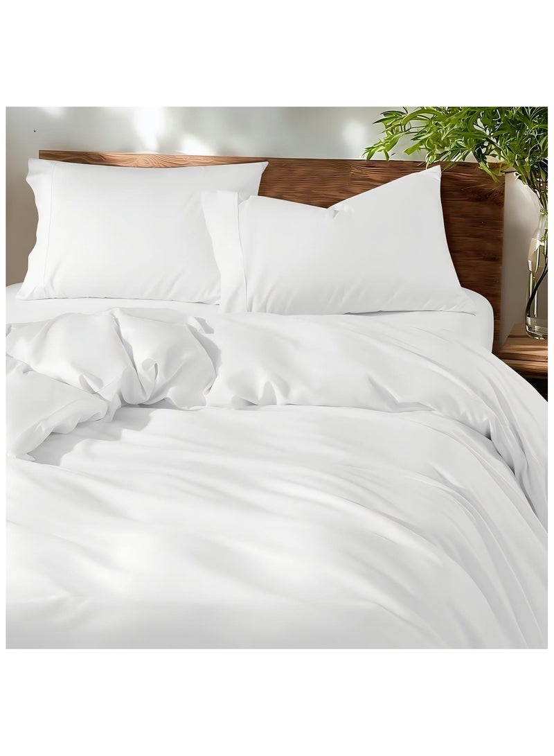 NOON FIVE STAR Combed Cotton Luxury Bedding Set, 400 Thread Count, 100% Long Staple Cotton Sateen Weave,Soft, Cool & Breathable– With1 Duvet Cover 4 pillow cases 1fitted sheet - Image 1