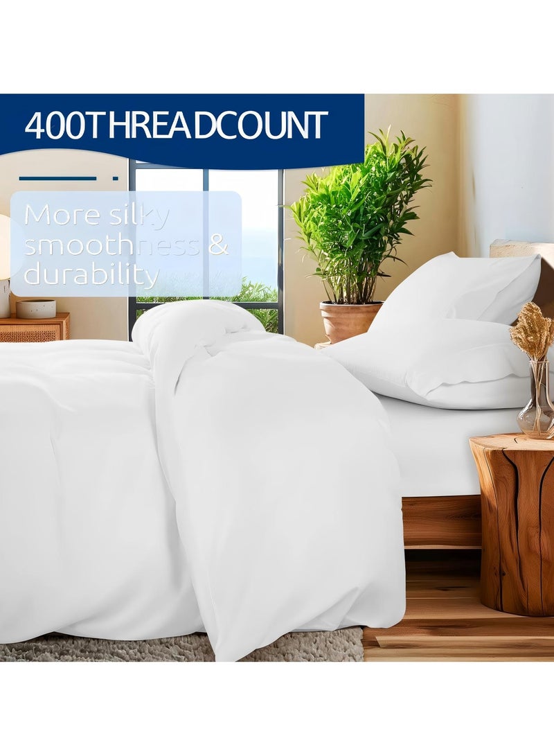 NOON FIVE STAR Combed Cotton Luxury Bedding Set, 400 Thread Count, 100% Long Staple Cotton Sateen Weave,Soft, Cool & Breathable– With1 Duvet Cover 4 pillow cases 1fitted sheet - Image 2