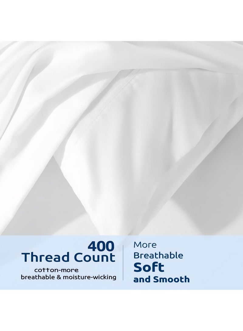 NOON FIVE STAR Combed Cotton Luxury Bedding Set, 400 Thread Count, 100% Long Staple Cotton Sateen Weave,Soft, Cool & Breathable– With1 Duvet Cover 4 pillow cases 1fitted sheet - Image 5