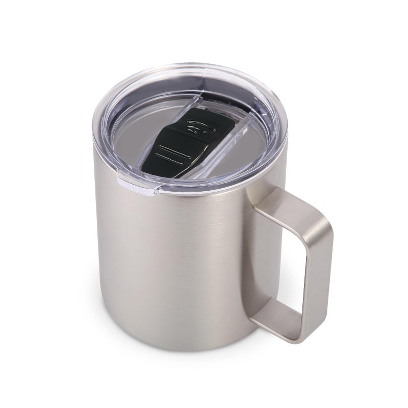 Volhoply 14oz Insulated Stainless Steel Coffee Mug with Leakproof LidDouble Wall Vacuum Travel Coffee Cup with HandleReusable Metal Cups TumblerCamping Mugs Keep HotIdeal GiftsSilver1 - Image 2