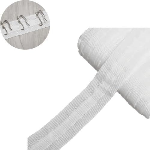 ArrErr Curtain Narrow Header Tape with Strings 30Mx3CM Pull Cord Pleat Cloth Heading Belt Linings for Curtains Top Hook Hanger Home Decor Project Craft Pleater - Image 1