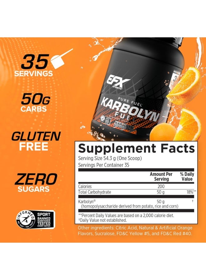 EFX Sports Karbolyn Fuel Performance Carbs 1950g Orange Flavor 35 Serving - Image 3