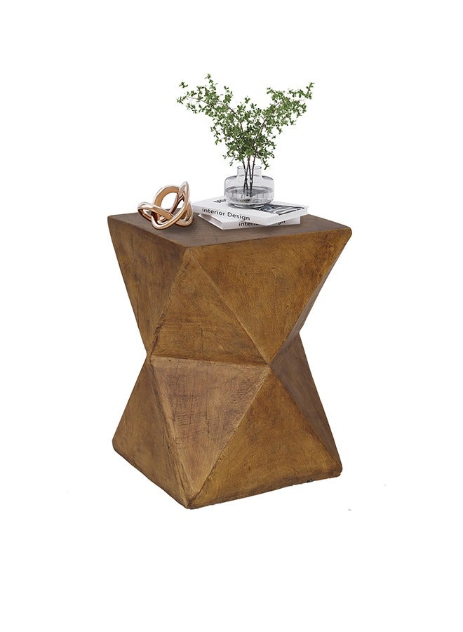 LUVODI Concrete Art Side Table Lightweight Modern Accent Table Brown Bedside Sofa Side Tables Chair End Table for Living Room Indoor Outdoor Patio 31x31x45cm - Image 1