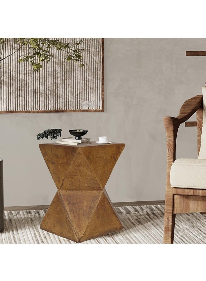 LUVODI Concrete Art Side Table Lightweight Modern Accent Table Brown Bedside Sofa Side Tables Chair End Table for Living Room Indoor Outdoor Patio 31x31x45cm - Image 3