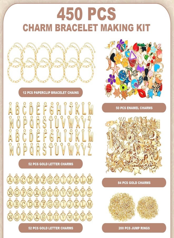 PPVWEY 450 PCS Charm Bracelet Making Kit for Women, Jewelry Making Kit Including Paperclip Chain Bracelet, Assorted Charms Bulk, Letter Pendants, Jump Rings for Bracelet Making,DIY Crafts Supplies - Image 2