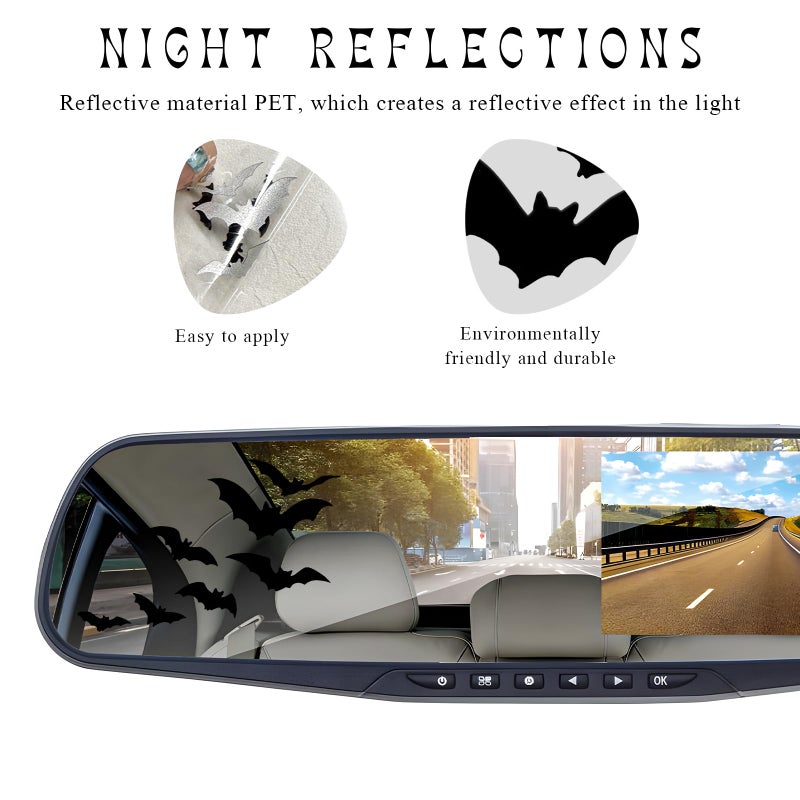 DXNQ Rearview Mirror Halloween Bat Decal, Funny Flying Bats Window Bumper Vinyl Sticker, Spooky Gothic Bats Decal for Car Truck Mirror Laptop, Car Decoration Accessories (Style 1) - Image 5