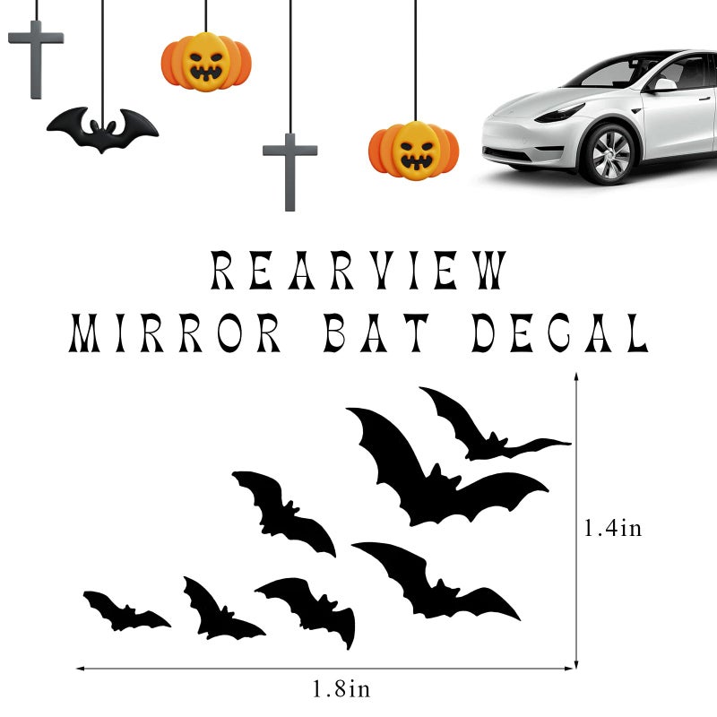 DXNQ Rearview Mirror Halloween Bat Decal, Funny Flying Bats Window Bumper Vinyl Sticker, Spooky Gothic Bats Decal for Car Truck Mirror Laptop, Car Decoration Accessories (Style 1) - Image 2