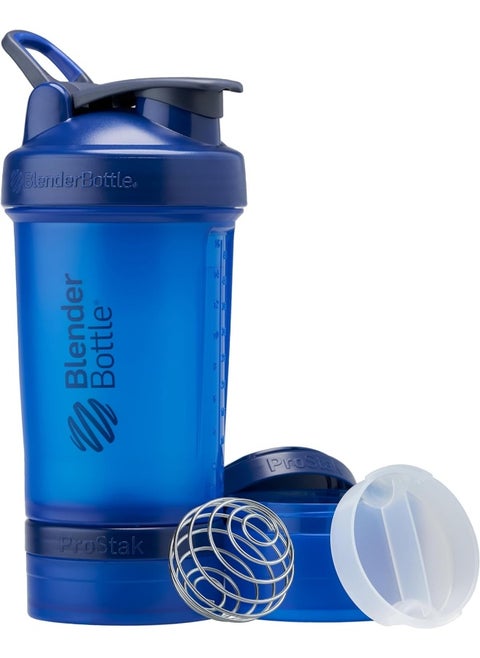 Blender Bottle Shaker Bottle With Pill Organizer And Storage For Protein Powder Classic V2 Prostak System 22 Ounce Blue