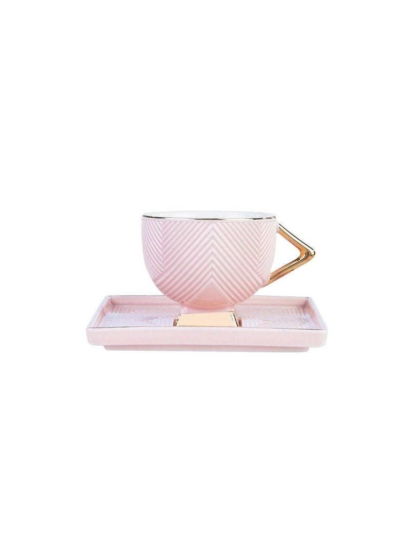 Turkish Coffee Cup Set Art Deco Pink 2 Person