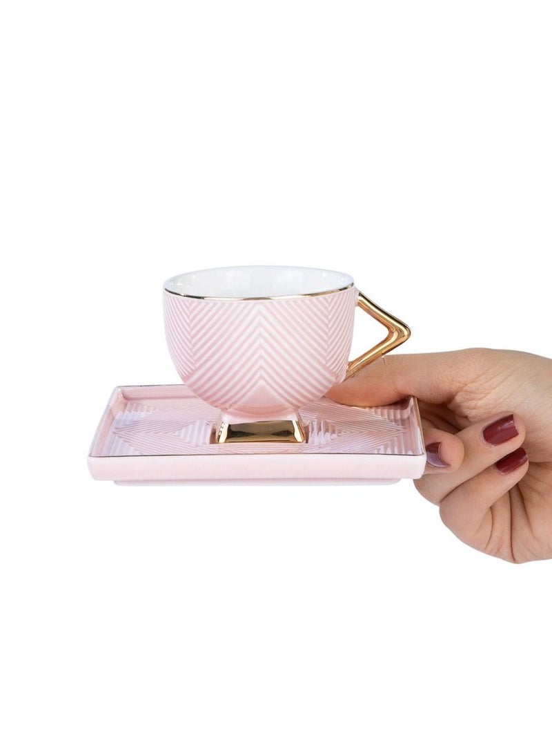 Turkish Coffee Cup Set Art Deco Pink 2 Person
