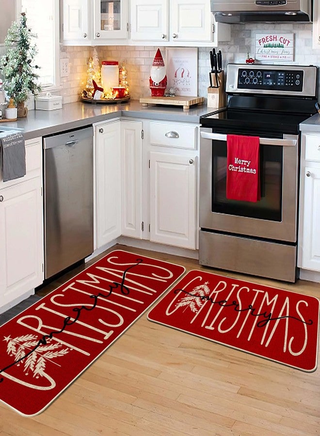 Baccessor Merry Christmas Welcome Doormat Winter Tree Xmas Season Decorative Christmas Door Mat Non Slip Rubber Backing Front Entrance Floor Mats Decoration 17 x 36 Inch - Image 2