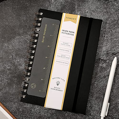 Yoment Graph Paper Spiral Notebook A5 Graphing Notebook 160 Pages Graph Paper Notebook Spiral Bound Waterproof Plastic Hardcover Spiral Journal 5x7 Grid Notebooks for Note Taking,Black - Image 3