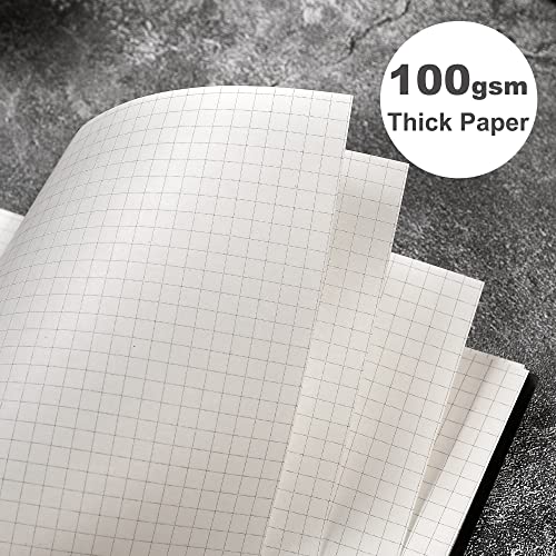 Yoment Graph Paper Spiral Notebook A5 Graphing Notebook 160 Pages Graph Paper Notebook Spiral Bound Waterproof Plastic Hardcover Spiral Journal 5x7 Grid Notebooks for Note Taking,Black - Image 2