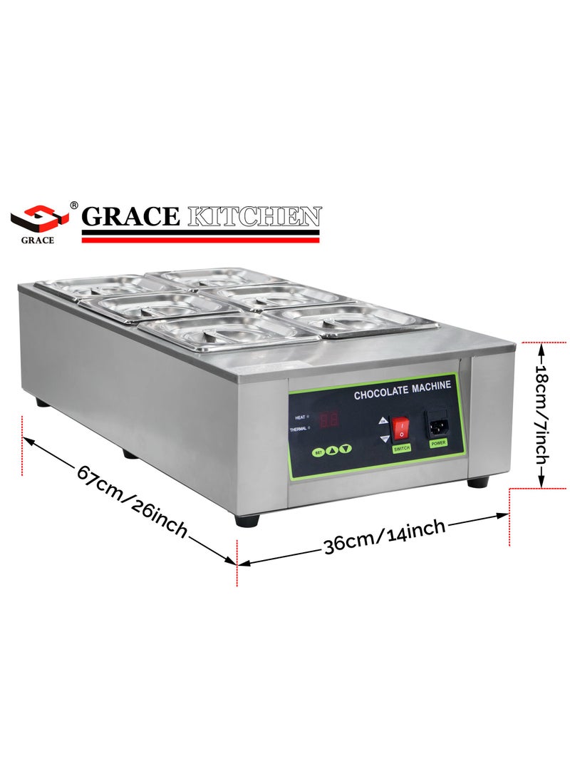 Grace - Commercial Chocolate Tempering Machine,1000W Chocolate Melting Machine With Temperature Control 6 Compartment - Image 1