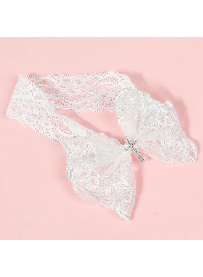 BBTDIN Baby Baptism Headband Bow Newborn Christening Hair Band Baby Baptism Lace Headwear BBG48 (C1-Bow with Cross) - Image 4