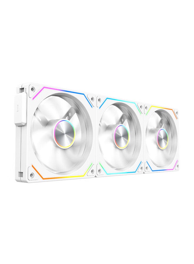 Play Jia Wanjia Xing Magnetic Pro Magnetic Building Block Fan, White Reverse Triple Pack, 12cm Water Cooling Case Fan, Magnetic Wireless Splicing, Argb Light Synchronization, Pwm Temperature Control - Image 3