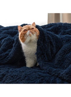Bedsure Bedsure Soft Navy Blue Blankets Queen Size for Bed, Fluffy Fuzzy Blankets for Full Queen Bed, Cozy Plush Sherpa Fleece Faux Fur Blanket for Winter, Thick Warm Blanket Gifts for Women, Men, 90x90  - Image 5