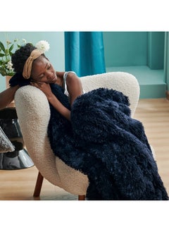 Bedsure Bedsure Soft Navy Blue Blankets Queen Size for Bed, Fluffy Fuzzy Blankets for Full Queen Bed, Cozy Plush Sherpa Fleece Faux Fur Blanket for Winter, Thick Warm Blanket Gifts for Women, Men, 90x90  - Image 2