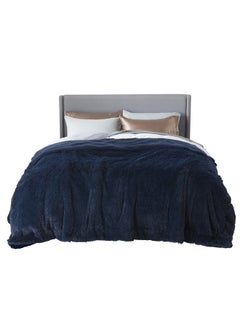 Bedsure Bedsure Soft Navy Blue Blankets Queen Size for Bed, Fluffy Fuzzy Blankets for Full Queen Bed, Cozy Plush Sherpa Fleece Faux Fur Blanket for Winter, Thick Warm Blanket Gifts for Women, Men, 90x90  - Image 1